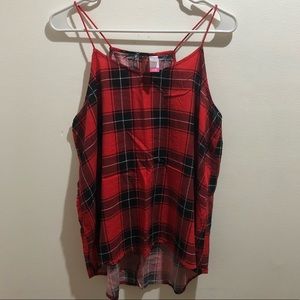 🎉2 for $10 red and black plaid designed tank blouse